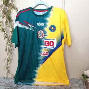 Yellow Green Mexico Bimbo Coca Cola Soccer Futbol Aguilas Jersey L